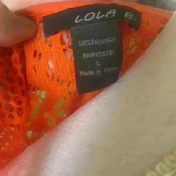 Lola B orange and cream swimsuit cover up. Silver studded in front. NWOT. Large. - Picture 11 of 13